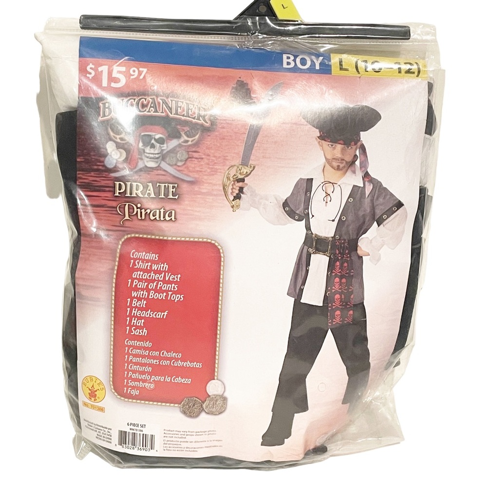 Rubies Pirate Buccaneer Size Large 10-12‎ Costume Halloween Cosplay Play NEW